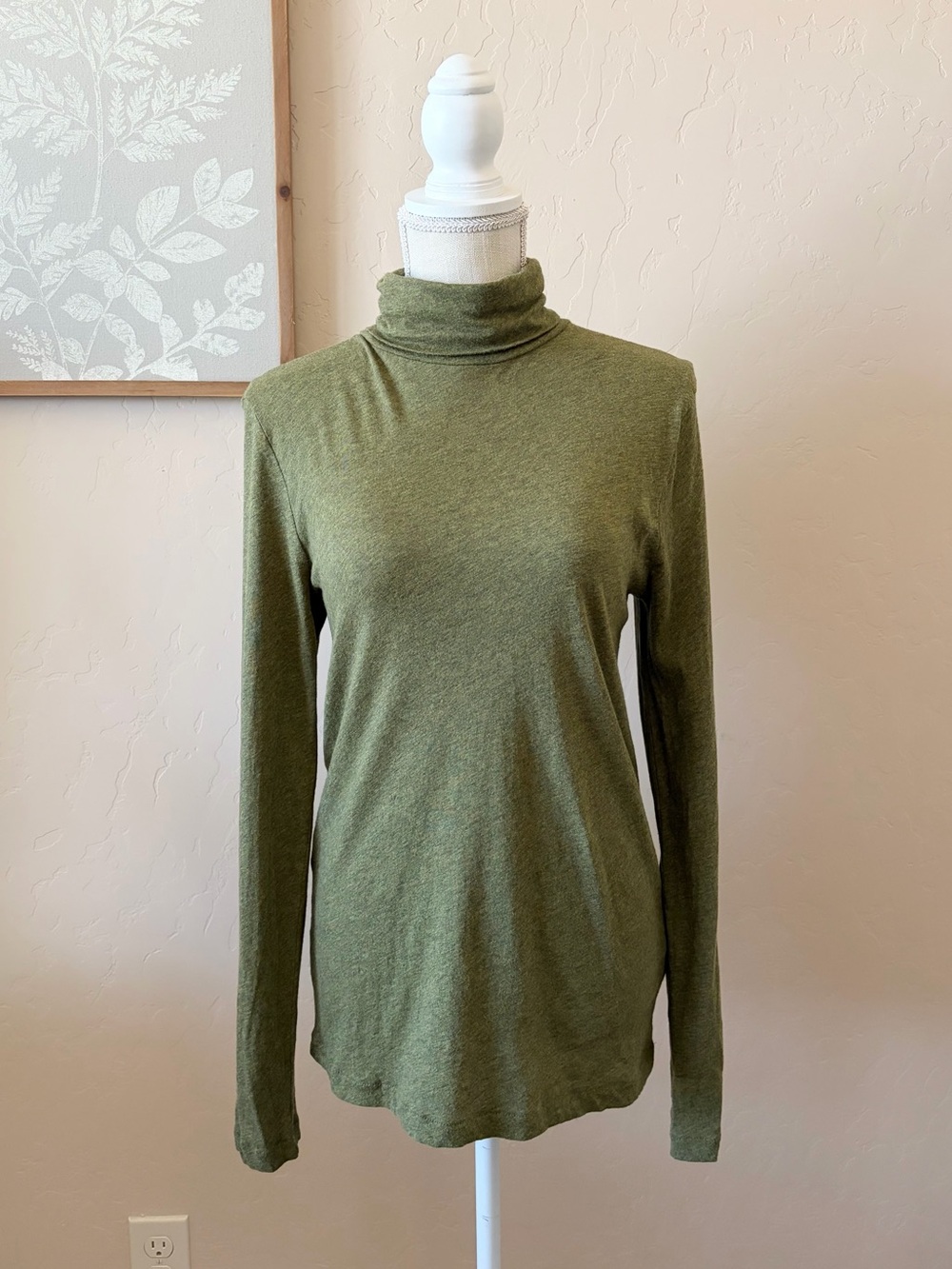 J. Crew Olive Green Lightweight Turtleneck Long Sleeve Top